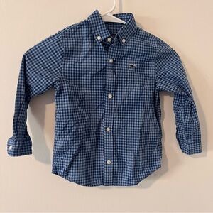 Vineyard Vines Blue Checkered Whale Shirt Long Sleeve Button Down Boys Size 4T